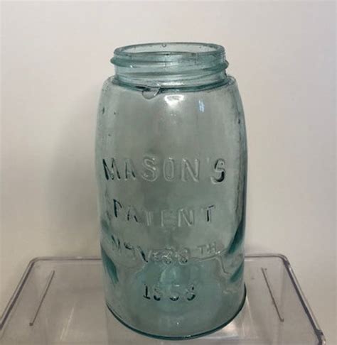 Antique Masons Patent Nov 30th 1858 Aqua Quart Canning Jar Etsy