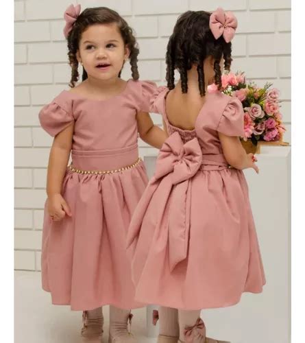 Vestido Infantil Princesa Nude Salmão Daminha Luxo Brinde