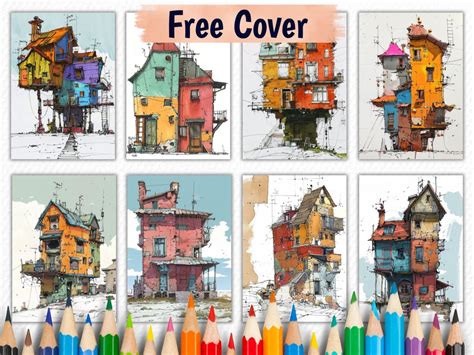 40 Homes Coloring Book ,printable Adults Kids Coloring Pages ,instant ...