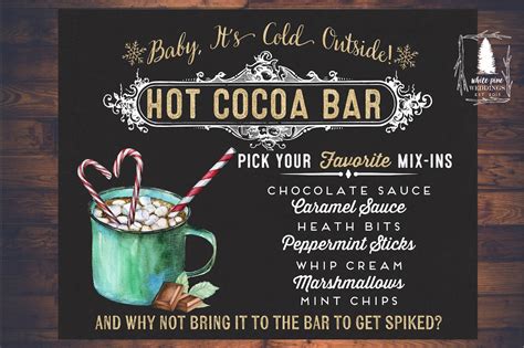 Hot Cocoa Sign Printable Hot Chocolate Bar Christmas Holiday Party