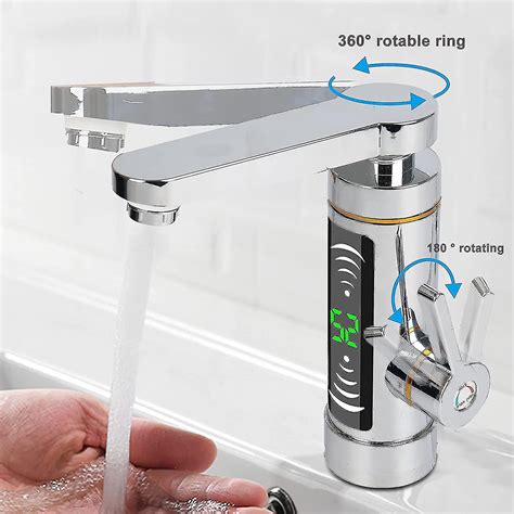 Instantaneous Electric Hot Water Faucet 360 Rotatable Stainless Steel With Led Temperature