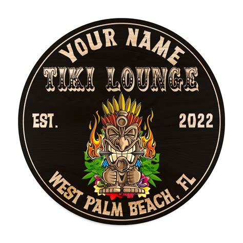 Memate Tiki Bar Signs Personalized Name Color Wooden Sign Outdoor Tiki