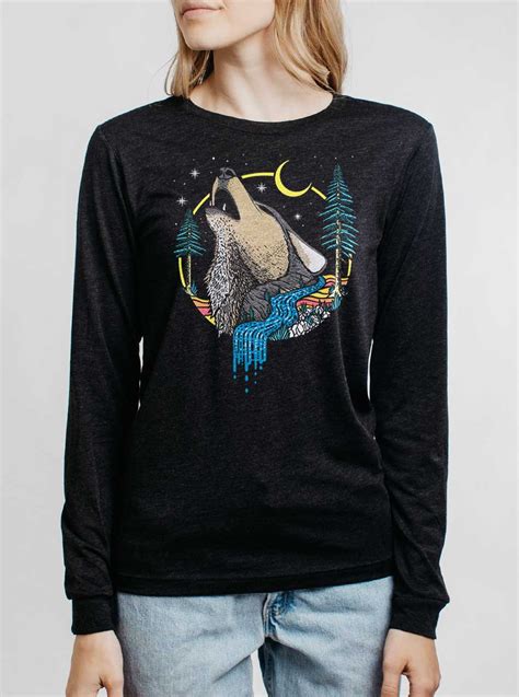 Wolf World Multicolor On Heather Black Triblend Womens Long Sleeve