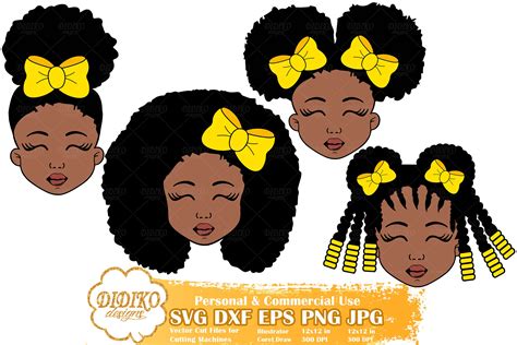 Black Girl Bundle SVG Afro Girl With Bow Svg Afro Puff Svg 533751