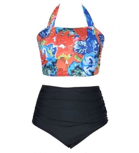 High Waisted Bathing Suit Two Piece Swimsuit For Women Bikini Set Vintage Swimwear Floral