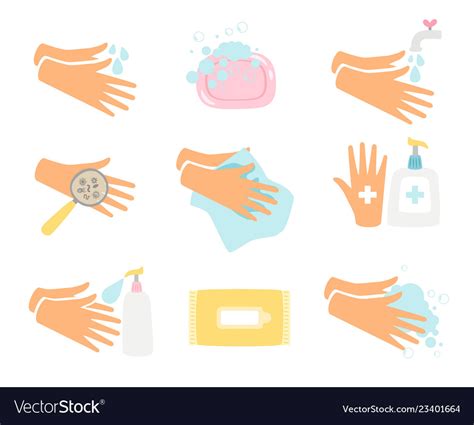 Hand Hygiene Icons Set Royalty Free Vector Image