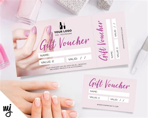 Custom Printed Gift Vouchers Perforated Stubs Nail Technician Beauty