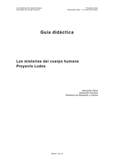 Guía didáctica Los misterios del cuerpo humano Proyecto Ludos