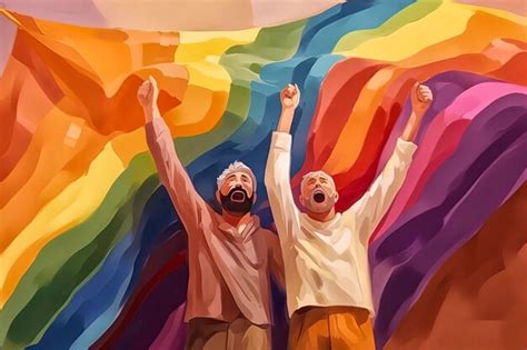 Premium Ai Image Generative Ai Illustration Of Portrait Of Two Gay Men In Love And Very