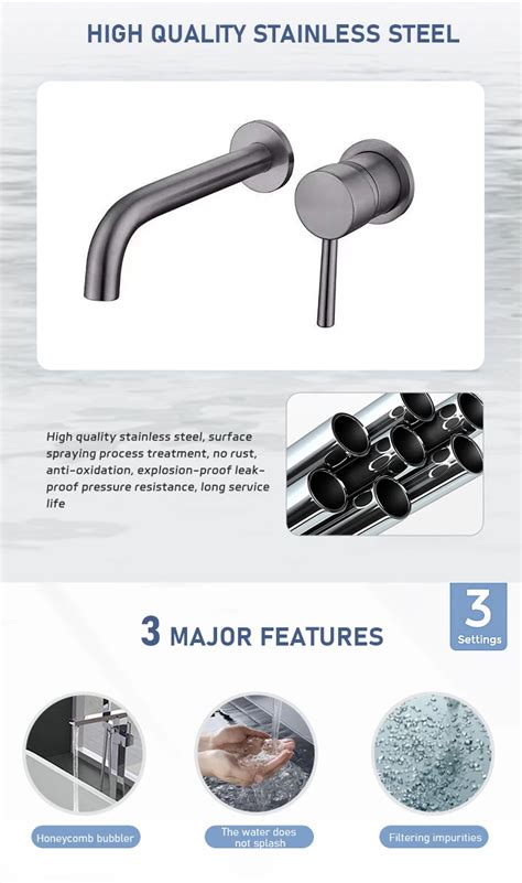 Black Bathroom Brass Wall Mounted Concealed Hot Cold Waterfall Wash Basin Sink Mixer Tap Faucet