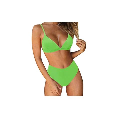 Mrulic Set Bikini Da Donna Costume Da Bagno In Due Pezzi Tinta Unita Abbigliamento Da