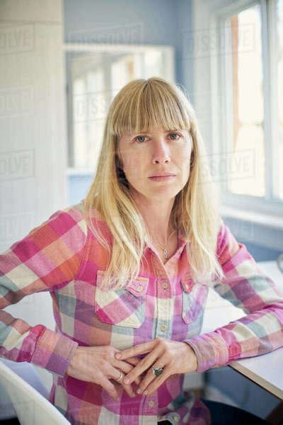 Portrait Of Blonde Mature Woman Stock Photo Dissolve