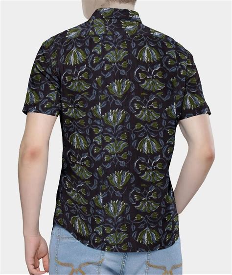 Flower Printed Cotton Half Sleeve Men Shirt Party Wear Size M To Xxl