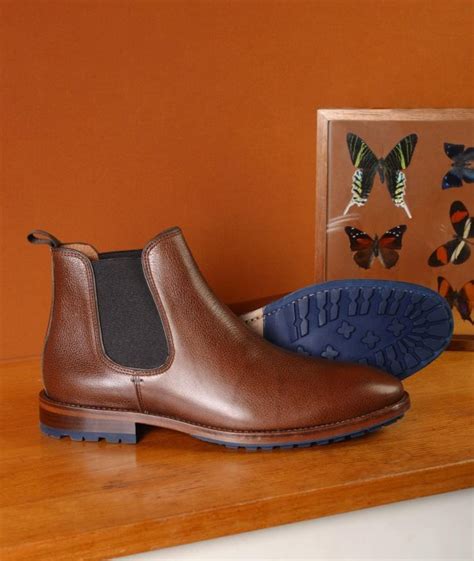 Chelsea Boots commando for Men L Homme Pressé in brown grained