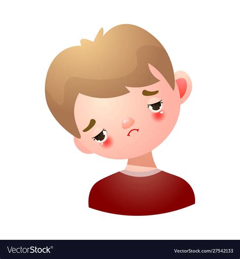 Boy With Sad And Disappointed Face Expression Vector Image