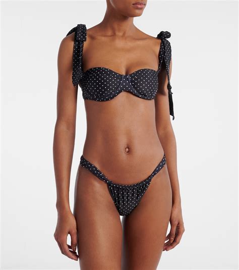 Polka Dot Ruched Bikini Bottoms In Black Same Mytheresa