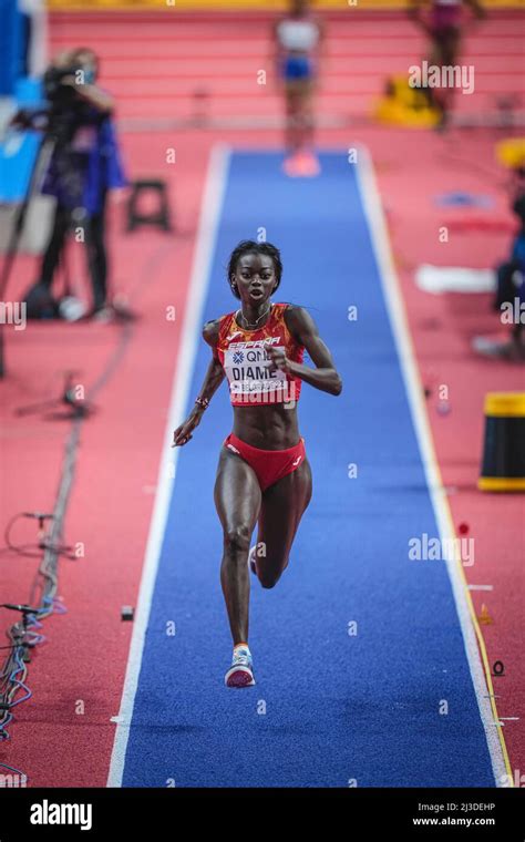 Fatima Diame jumping at the Belgrade 2022 Indoor World Championship in ...