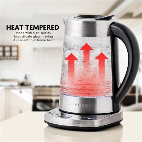 Ovente Liter Bpa Free Electric Glass Hot Water Kettle With Stainless Steel And Prontofill