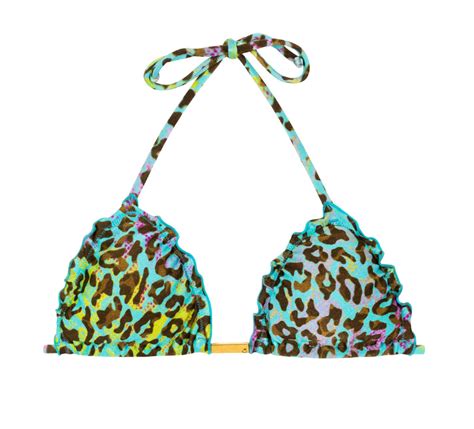 Triangel Top Mit Leopardenmuster Und Gewellten Rand Top Morumbi Frufru Bikini Brasil Shop