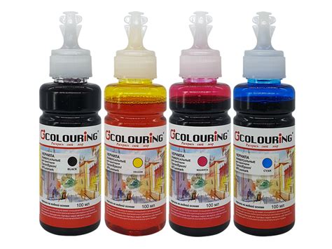 Чернила для принтера Colouring Epson L3100, голубой, пурпурный, желтый ...