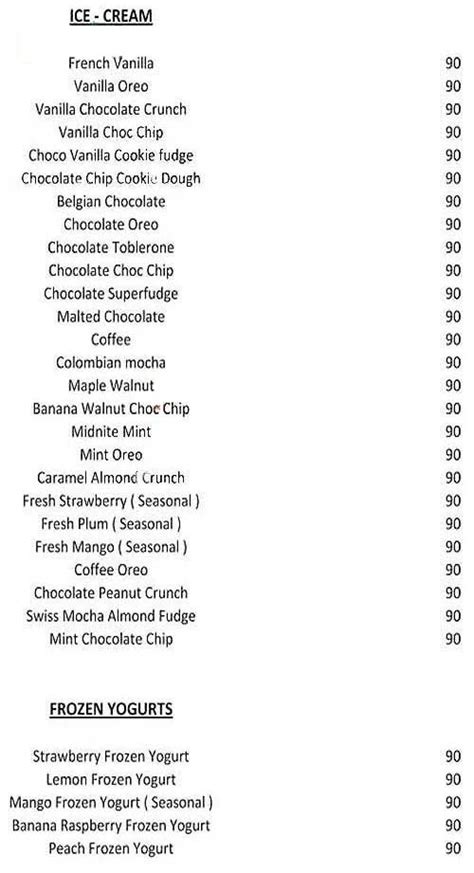 Menu Of The Big Chill DLF Promenade Vasant Kunj New Delhi April 2024