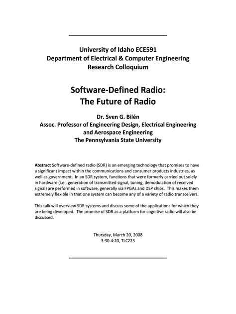 Fillable Online Mrc Uidaho Software Defined Radio The Future Of Radio