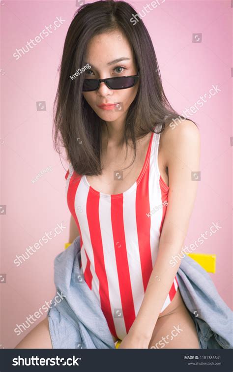 Sexy Asian Woman Red Bikini One Stock Photo Shutterstock