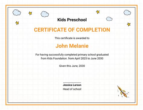 Kindergarten Graduation Certificate Template Editable