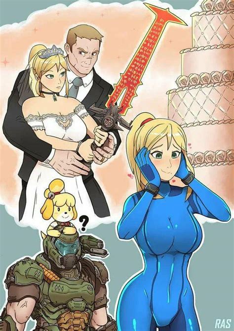Doomguy X Samus Aran Featuring Boob Socks And Forgetting That Samus Is A 7 Foot Tall Amazonian