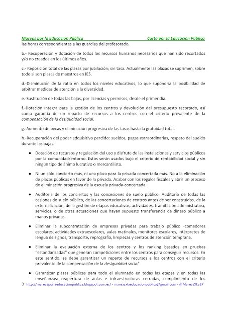 MareaVerde Carta por la Educación Pública Mareas por la Educación