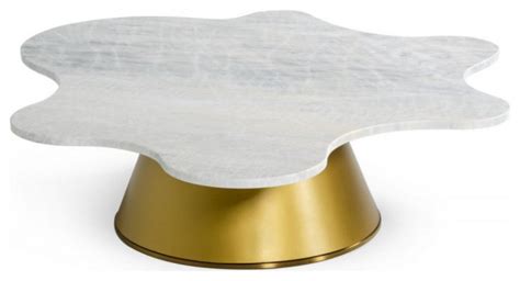 Ioannis Low Glam White Marble And Gold Coffee Table Contemporary