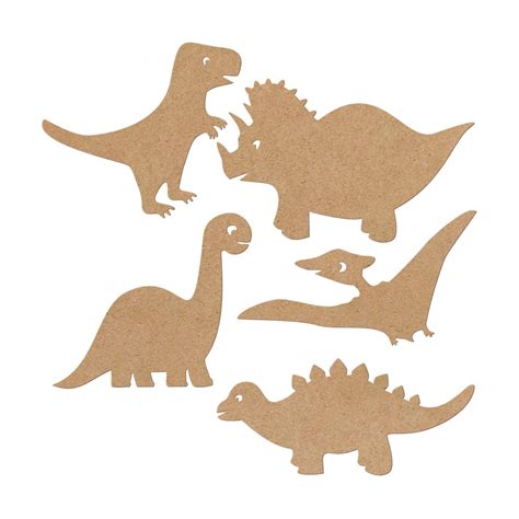 MDF Decoratie Naturel Dino Set 5 Delig Wall Art Nl