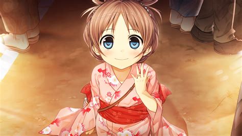 Blue Eyes Blush Brown Hair Cura Flat Chest Game Cg Japanese Clothes