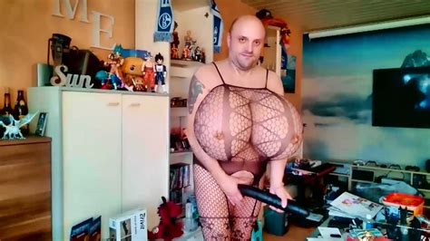 Crossdresser With Huge Tits Cup Z In Fishnet Suit Let My Sexy Big Boobs Swing And Show My Huge