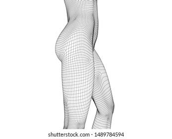 Polygonal Wireframe Girl Side View Nude Stock Vector Royalty Free