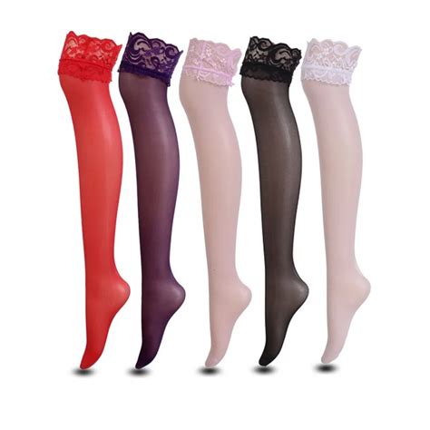 Sexy Stockings Sheer Ultrathin Transparent Lace Thigh High Lingerie Socks For Women H In
