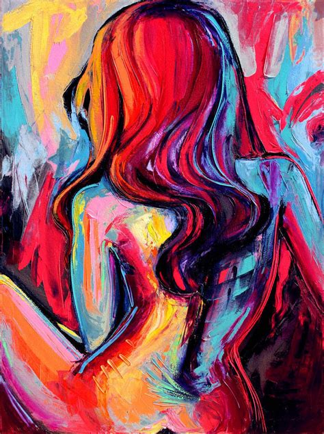 Abstract Nude Print Colorful Female Figure Woman Contemporary Art By Aja Exhale Choose Size And