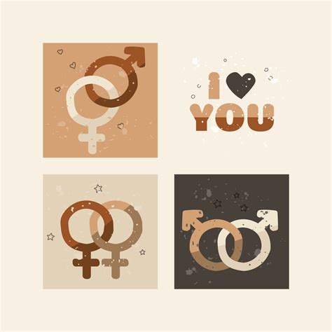 Icon Set Symbols Of Gender And Lettering I Love You Heterosexual Gay
