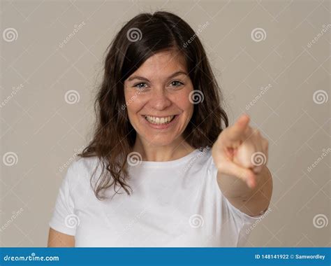 Portrait Of Young Attractive Cheerful Woman With Smiling Happy Face