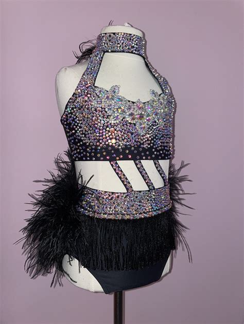 Custom Dance Costume Jazz Musical Theater Leotard With Ostrich Boa