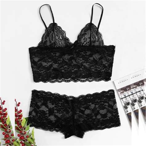 Plus Size Erotic Lingerie Sexy Costume Wireless Bra Briefs Women S Underwear Perspective Lace