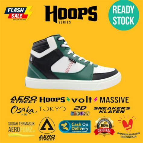 Jual Aerostreet Hoops Putih Hijau Hitam Sepatu Sneakers Casual Aero