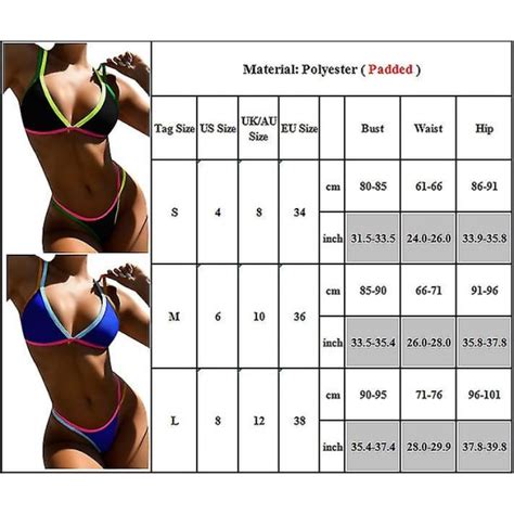 dam Color Block Baddräkt Bikini Set String sommar Beach Baddräkt Badkläder Blue S Fyndiq