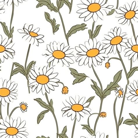 Premium Ai Image A Seamless Pattern With Daisies And Leaves