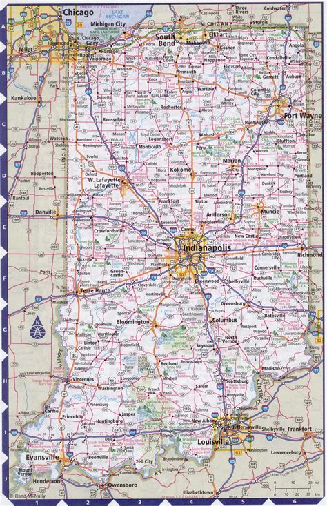 Detailed roads map of Indiana. Map of Indiana with cities and highways