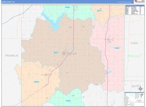 Miami County Ks Wall Map Color Cast Style By Marketmaps