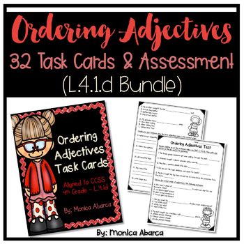 Ordering Adjectives Bundle Task Cards Assessment L D By Monica