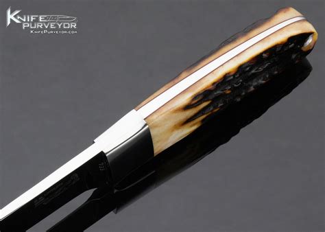 Bob Loveless Custom Knife Double Nude Logo Riverside Amber Stag Scandic With Extended Bolster