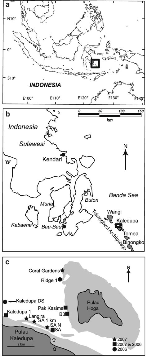 Map Of Survey Sites A Southeast Sulawesi Marked With A Rectangle B