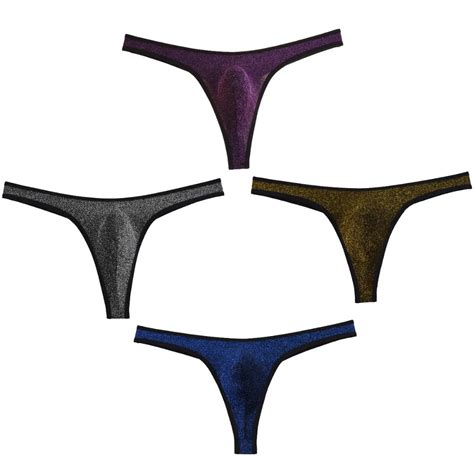 Tanga Con Purpurina Para Hombre Ropa Interior Sexy Bikini Minitanga Brillante Con Parte Trasera